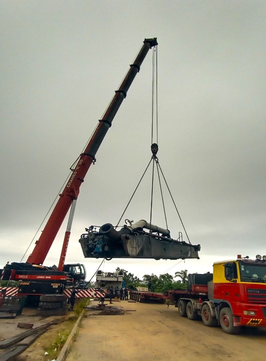 Lifting, Transport, and Offloading of 50  Ton Dredger